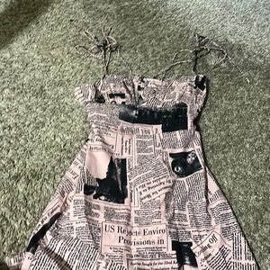 Pink mini newspaper dress (spaghetti strapped)